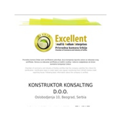 Excellent sertifikat, Kkonsalting 