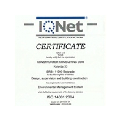 IQnet certificate for environmental management system, KKonsalting